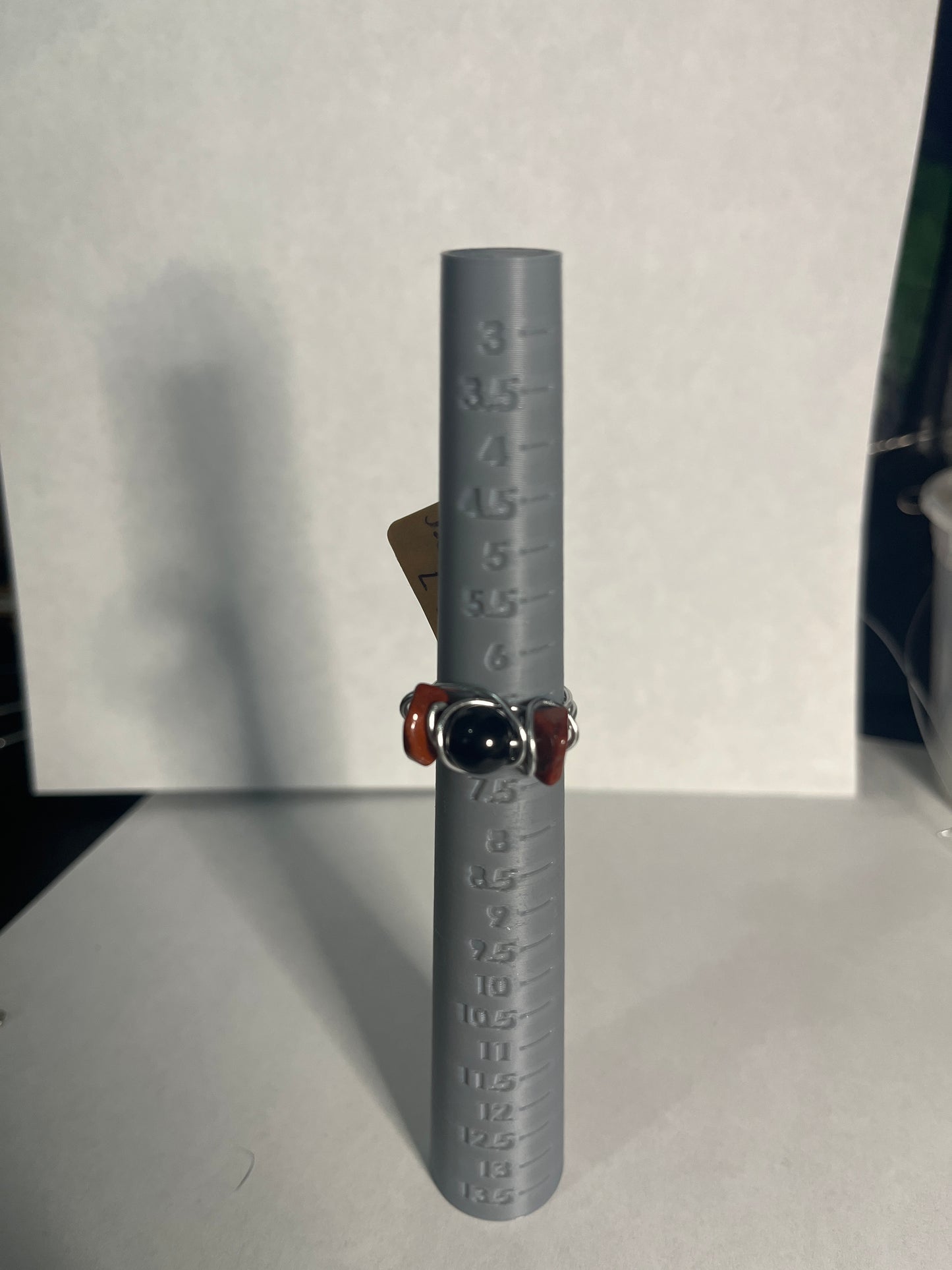 Red Jasper & Hematite ring sz7