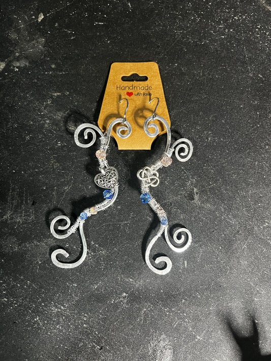 Enchanted Blue Spiral Heart Earrings