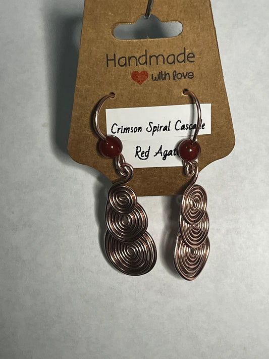 Crimson Spiral Cascade Earrings