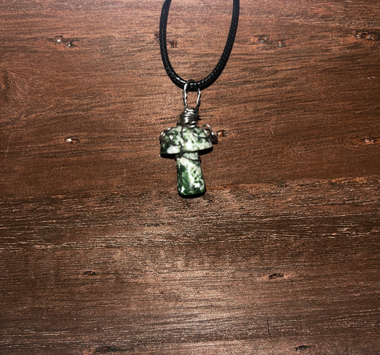 Moss Agate Mushroom pendant